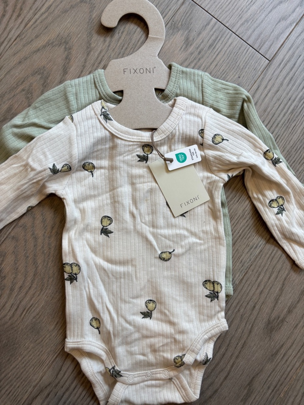 NWT Clothing Baby' Long-Sleeve Bodysuit Set - Cream Floral & Sage 2 pcs